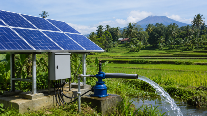 aplikasi di sawah pompa air tenaga surya untuk pertanian